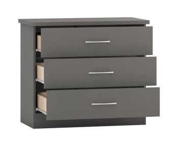 Nevada 3 Drawer Chest - L40 x W81 x H70.5 cm - 3D Effect Grey