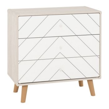 Dixie 3 Drawer Chest - L39.5 x W80 x H79 cm - Dusty Grey/White