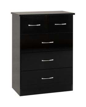 Nevada 3+2 Drawer Chest - L46 x W81 x H115.5 cm - Black Gloss