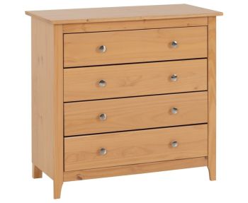 Oslo 4 Drawer Chest - L40 x W80.5 x H78.5 cm - Antique Pine