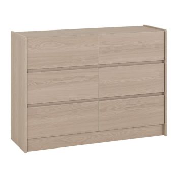 Paris 6 Drawers Chest - L40 x W120 x H88 cm - Smoked Ash Effect