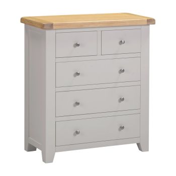 Windsor 3+2 Drawer Chest - L40 x W85 x H96.5 cm - Pebble Grey/Oak