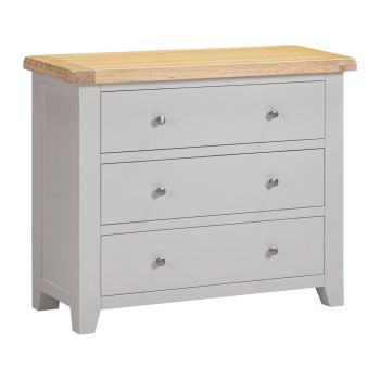 Windsor 3 Drawer Chest - L40 x W97 x H81 cm - Pebble Grey/Oak