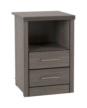 Lisbon 2 Drawer 1 Shelf Bedside - L40 x W40 x H61 cm - Black Wood Grain