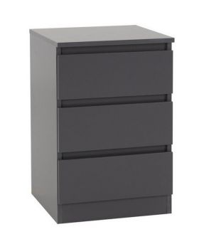 Malvern 3 Drawer Bedside - L40 x W40 x H60 cm - Grey