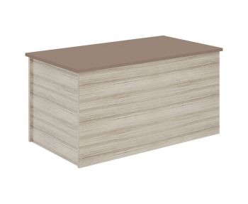 Nevada Blanket Box - L49.5 x W91 x H45.5 cm - Oyster Gloss/Light Oak Effect Veneer