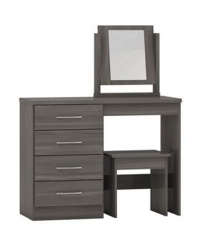 Nevada 4 Drawer Dressing Table Set - Black Wood Grain