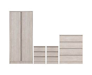 Malvern 2 Door Wardrobe Bedroom Set - Urban Snow