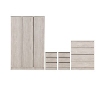 Malvern 3 Door Wardrobe Bedroom Set - Urban Snow