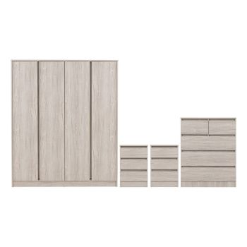 Malvern 4 Door Wardrobe Bedroom Set - Urban Snow