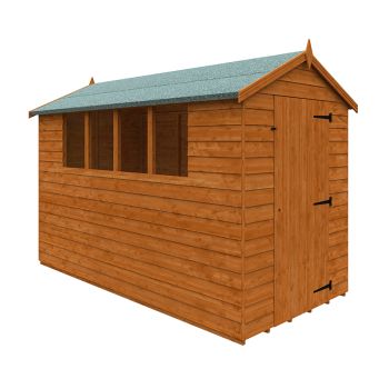 10 x 5 Feet Budget Apex 9mm Shed - Solid Wood/Softwood/Pine - L295 x W145 x H210.9 cm - Burnt Orange