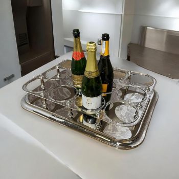 Bottle Stand - Nickel Plated - L37 x W49 x H10 cm