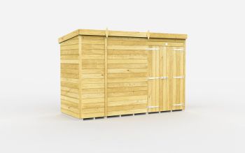10 x 4 Feet Pent Shed - Double Door Without Windows - Wood - L118 x W302 x H201 cm
