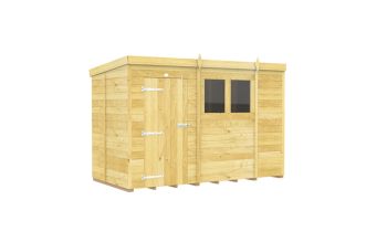 10 x 5 Feet Pent Shed - Single Door With Windows - Wood - L147 x W302 x H201 cm