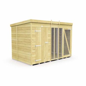 10ft X 6ft Dog Kennel and Run Full Height - Wood - L 178 x W 302 x H 201 cm