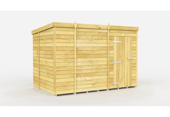 10 x 6 Feet Pent Shed - Single Door Without Windows - Wood - L178 x W302 x H201 cm