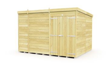 10 x 8 Feet Pent Shed - Double Door Without Windows - Wood - L231 x W302 x H201 cm