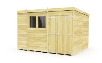 10 x 8 Feet Pent Shed - Double Door With Windows - Wood - L231 x W302 x H201 cm