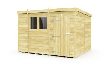 10 x 8 Feet Pent Shed - Single Door With Windows - Wood - L231 x W302 x H201 cm