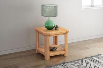 Bologna Lamp Table with Shelf - D50 x W50 x H50 cm - Oak