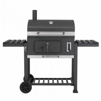 Toronto XXL Charcoal Barbeque - Stainless Steel/Wood/Plastic - L73 x W152 x H137 cm - Black