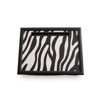 Portada Mono Zebra Lap Tray - Textile/Natural Wood/Synthetic - L32 x W43 x H8 cm - Black/White