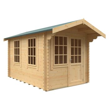 12x8w The Carrington Plus 44mm Cabin - L355 x W235 x H251.3 cm - Solid Wood/Softwood/Pine - Natural