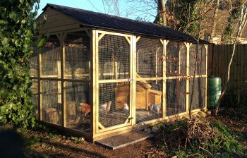 All Cooped Up Poultry/Pet run - 9 x 6 x 6 ft Onduline apex roof - 3/4" x 3/4" 16 gauge, galvanised wire mesh - walls and roof