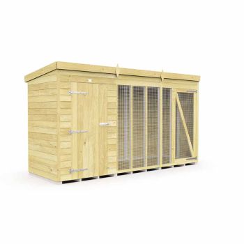 12ft X 4ft Dog Kennel and Run Full Height - Wood - L 118 x W 358 x H 201 cm