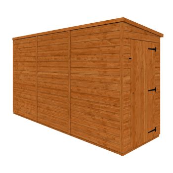 12x4 Flex Pent Windowless 12mm Flex - L353.8 x W115 x H203 cm - Solid Wood/Softwood/Pine - Burnt Orange