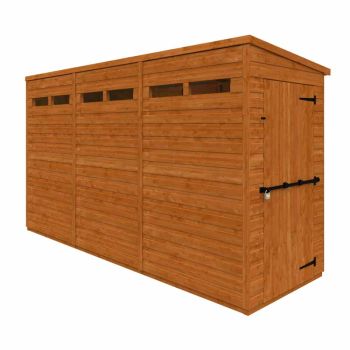 12x4 Flex Pent Security 12mm Flex - L353.8 x W115 x H203 cm - Solid Wood/Softwood/Pine - Burnt Orange