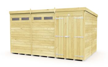 12 x 8 Feet Pent Security Shed - Double Door - Wood - L231 x W358 x H201 cm