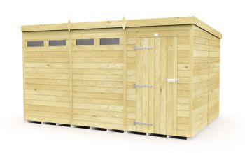 12 x 8 Feet Pent Security Shed - Single Door - Wood - L231 x W358 x H201 cm