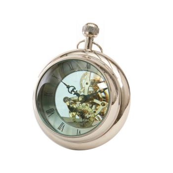 Large Paperweight Clock - Aluminum/Glass - L13 x W15 x H15 cm - Silver/Brass