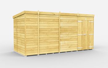 13 x 6 Feet Pent Shed - Double Door Without Windows - Wood - L178 x W387 x H201 cm