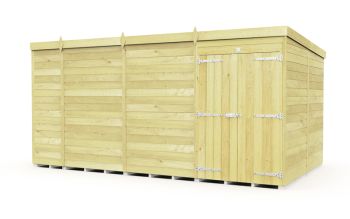 13 x 8 Feet Pent Shed - Double Door Without Windows - Wood - L231 x W387 x H201 cm
