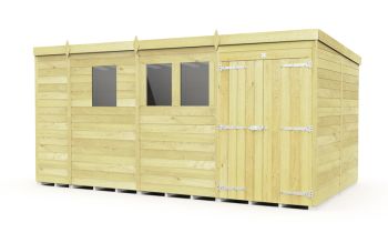 13 x 8 Feet Pent Shed - Double Door With Windows - Wood - L231 x W387 x H201 cm