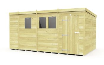13 x 8 Feet Pent Shed - Single Door With Windows - Wood - L231 x W387 x H201 cm