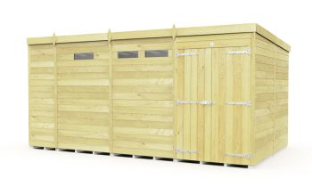 13 x 8 Feet Pent Security Shed - Double Door - Wood - L231 x W387 x H201 cm