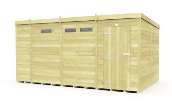 13 x 8 Feet Pent Security Shed - Single Door - Wood - L231 x W387 x H201 cm