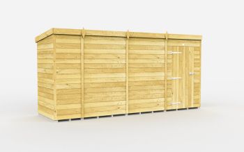 14 x 4 Feet Pent Shed - Single Door Without Windows - Wood - L118 x W417 x H201 cm