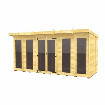 14ft x 5ft Pent Summer House (Full Height Window) - Wood - L147 x W417 x H201 cm