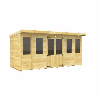 14ft x 5ft Pent Summer House - Wood - L147 x W417 x H201 cm