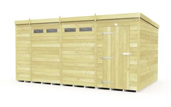 14 x 8 Feet Pent Security Shed - Single Door - Wood - L231 x W417 x H201 cm