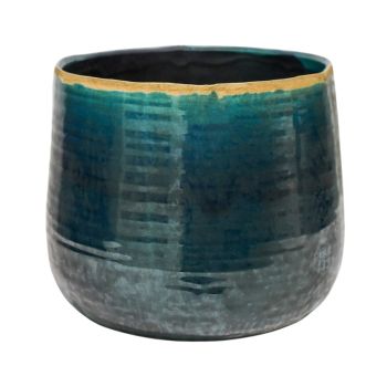 Pot Como Planter - Ceramic - L26 x W26 x H21 cm - Turquoise