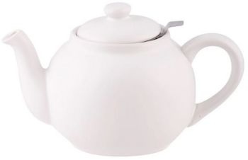 1.5L Teapot - Stoneware/Stainless Steel - L26 x W14.5 x H14.5 cm - White