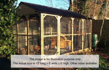 All Cooped Up Poultry/Pet run - 15 foot x 6ft x 6 foot Onduline apex roof - 3/4" x 3/4" 16 gauge, galvanised wire mesh