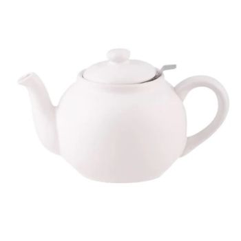 1.5L Teapot - Stoneware/Stainless Steel - L26 x W14.5 x H14.5 cm - White