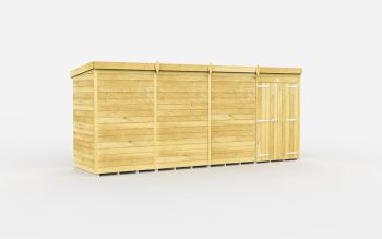 15 x 4 Feet Pent Shed - Double Door Without Windows - Wood - L118 x W454 x H201 cm