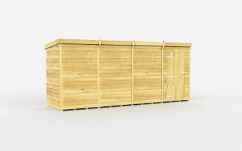 15 x 4 Feet Pent Shed - Single Door Without Windows - Wood - L118 x W454 x H201 cm